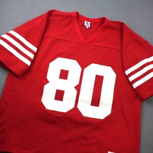 Vintage Logo 7 Athletic Football Jersey 80 Red White Stripes XL (50-52) Mesh USA